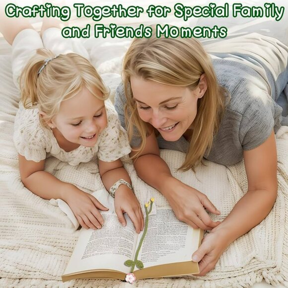 NEW 8 Flower Bookmarks Knitting Kit with Soft Yarn and Hook for Beginners - Picture 6 of 7